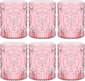 Qinyoung 6 Plastic Vintage Drinking Glasses 8.5oz Stemless Retro Embossed Wine by Qinyoung