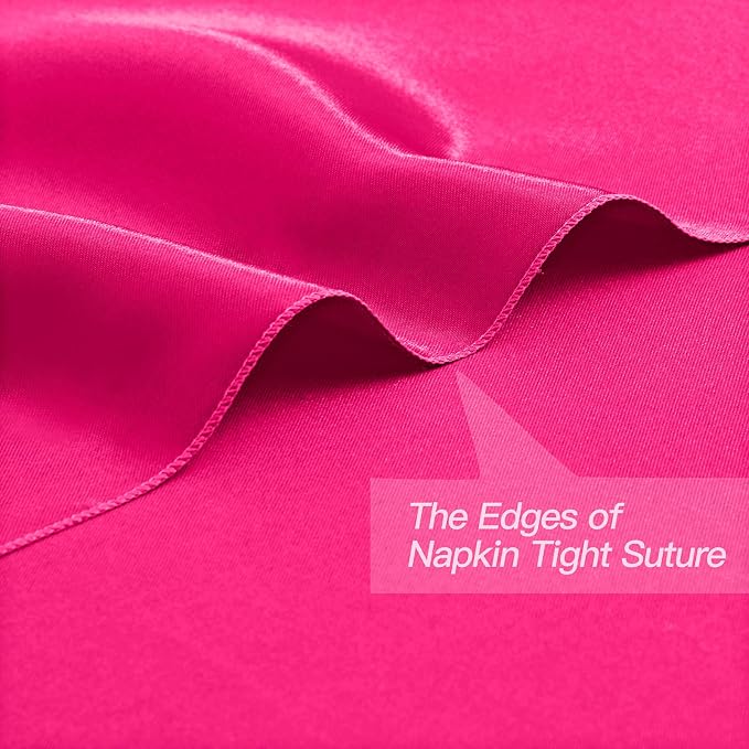 P Pothuiny 50 Pcs Hot Pink Satin Napkins 17 x 17 Inch, Satin Cloth Napkins | - Image 3