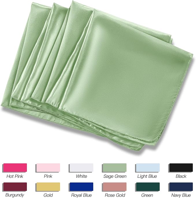 P Pothuiny 50 Pcs Sage Green Satin Napkins 17 x 17 in, Satin Cloth Napkins | - Image 6