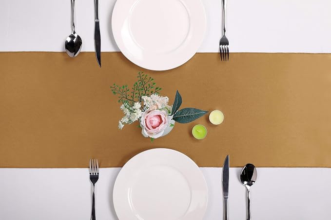 10-Pack Satin Table Runner Old Gold 12 x 108 inches Long, Table Runners - Image 2