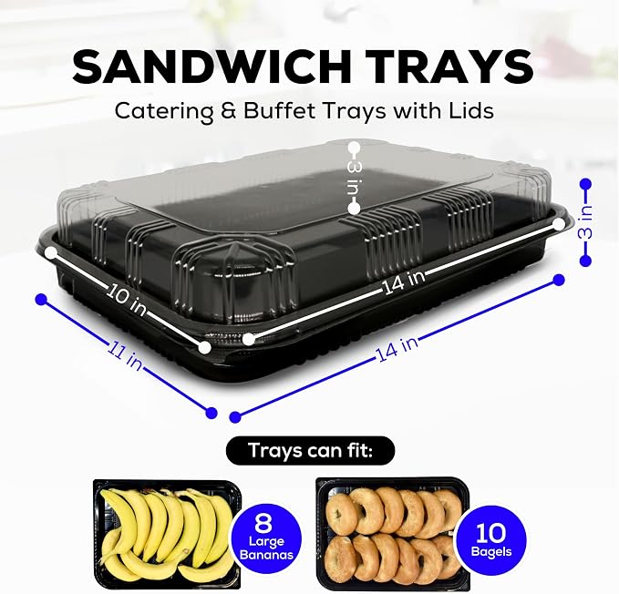 5 Pack Catering Trays with Lids – 15" Serving Tray with Lid, Heavy Duty - Image 3