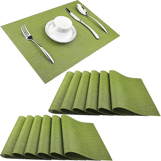 PIGCHCY Placemats Set of 12 Washable Durable Place Mats Vinyl Heat Resistant by PIGCHCY