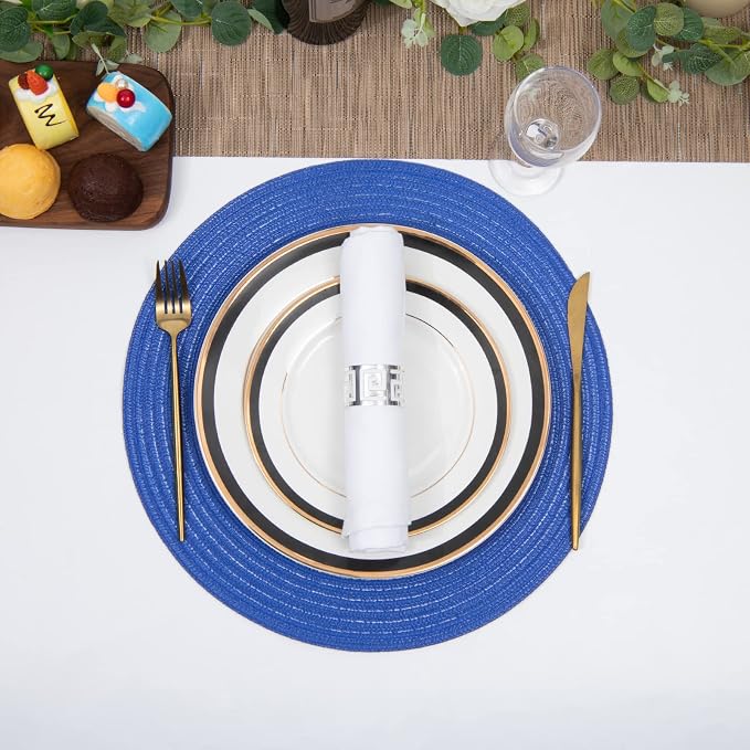 SHACOS Round Placemats Set of 6 Washable 15 inch Round Table Mats Cotton - Image 6