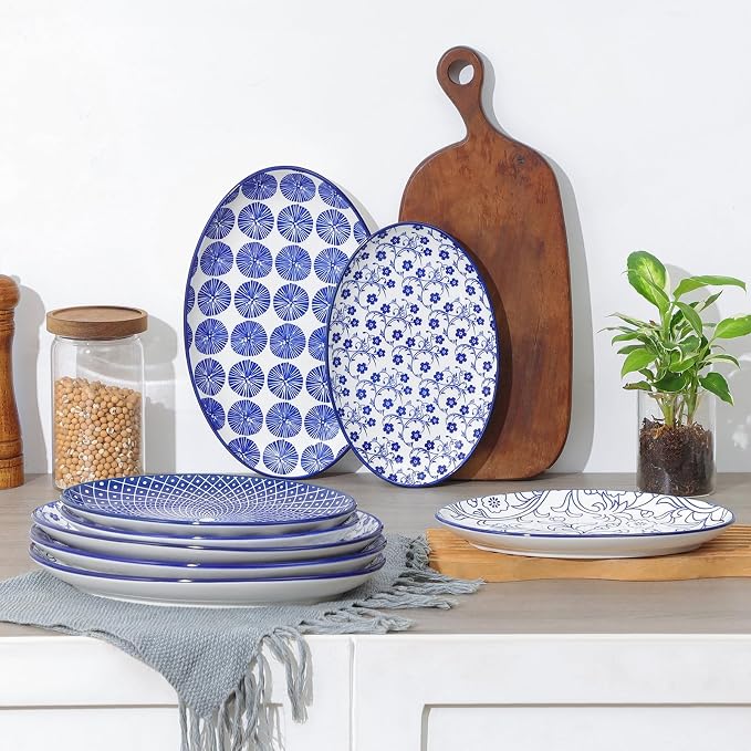 Selamica Ceramic Serving Plates, 10 Inch Oval Dinner Plates Set of 4, Small - Image 5