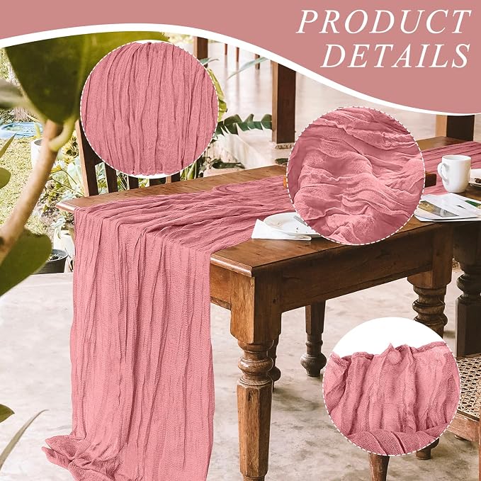 6 Pack Cheesecloth Table Runner 10Ft Christmas Gauze Boho Table Runners - Image 3