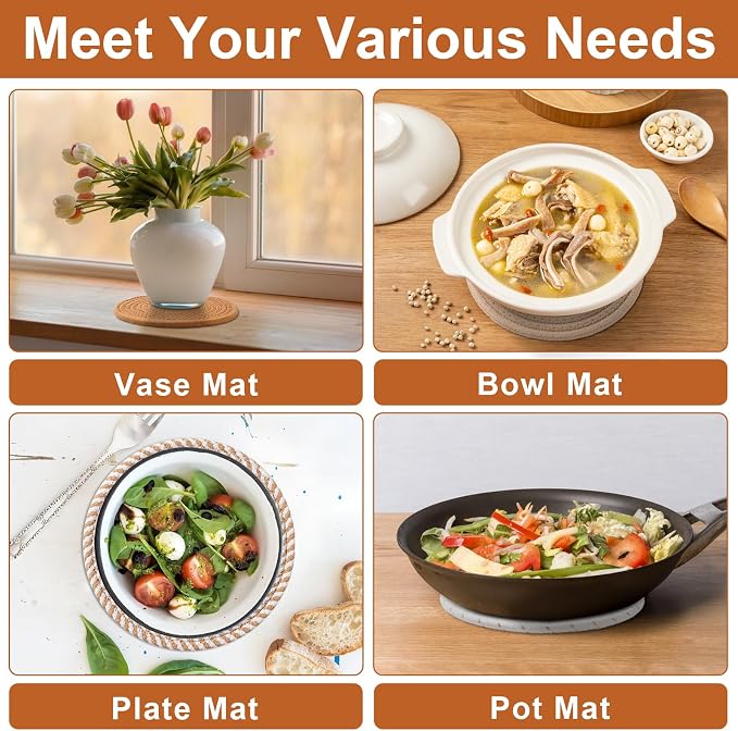 7 Inch Trivets for Hot Dishes, Pot Holders for Kitchen, Hot Pads, Coasters | 5 - Image 5