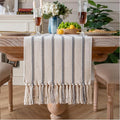 Caflife Boho Table Runner 72 Inchs Long Grey and Beige, Cotton and Linen Woven by Caflife
