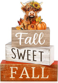 Moucuny 4 Pcs Fall Decoration for Highland Cow Home Fall Table Decor Wooden by Moucuny