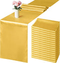 Aneco 16 Pack Satin Table Runner 12 x 108 Inch Gold Long Wedding Satin Silk by Aneco