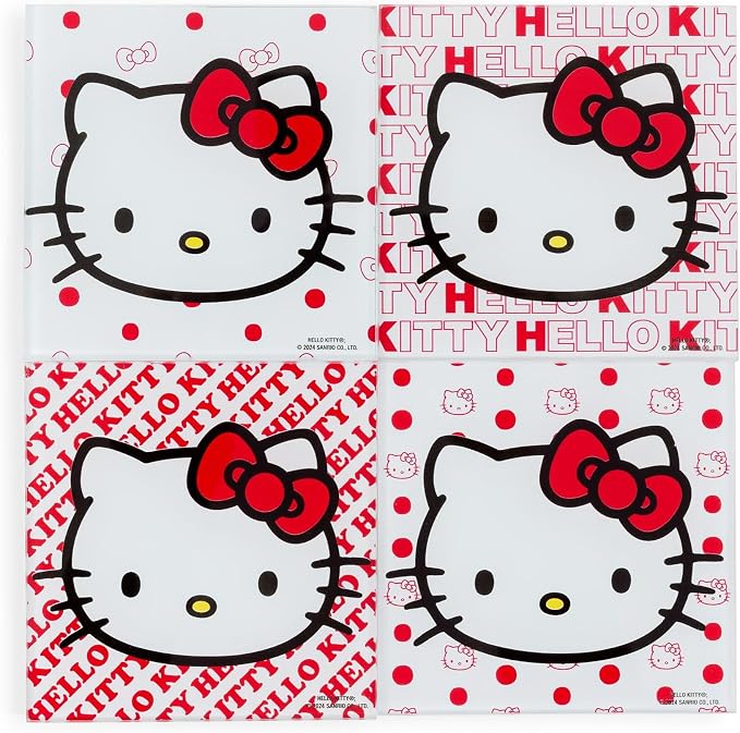 Sanrio Hello Kitty Red Bow Glass Coasters - Image 2