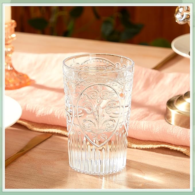 100 Pcs 16 oz Plastic Vintage Drinking Glasses Stemless Ribbed Highball Glasses - Image 5