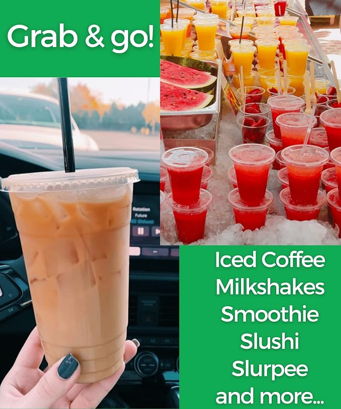 32 oz Clear Plastic Cups with Lids and Straws, Disposable Coffee Cups 25 Sets - Image 4