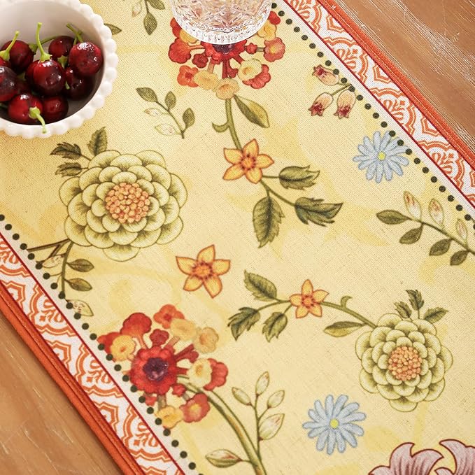 bilin gaier Designer French Linen Table Runner, Floral Pattern, Dining Table - Image 8