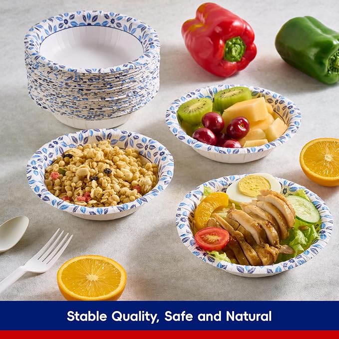 156 Count Paper Bowls 12 oz Soak Proof, Heavy Duty Printed Disposable Small - Image 6