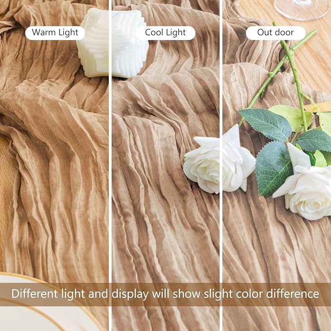 Cheesecloth Table Runner 10FT Nude Boho Gauze Rustic Sheer Table Runners | - Image 5