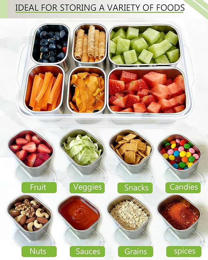 Snackle Box Container, Stainless Steel Divided Serving Tray - Image 4