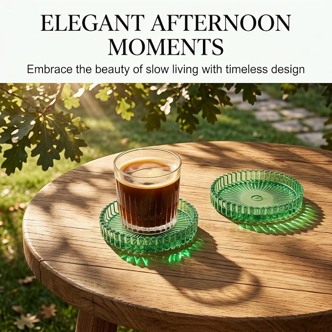2 Pcs Drink Coasters, Modern Clear Glass Coaster Set, Crystal Coasters Round - Image 5