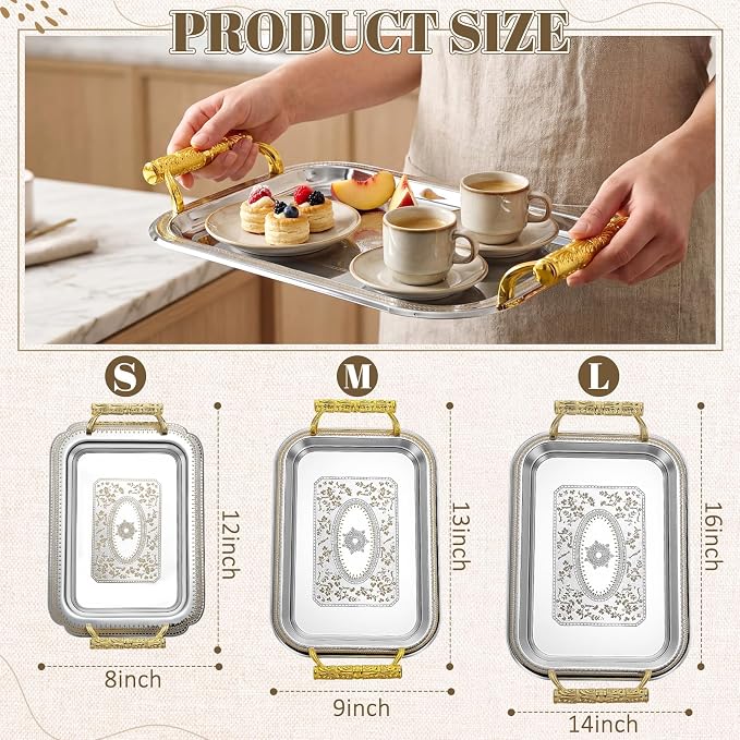 3 Pack Metal Serving Trays - Image 3
