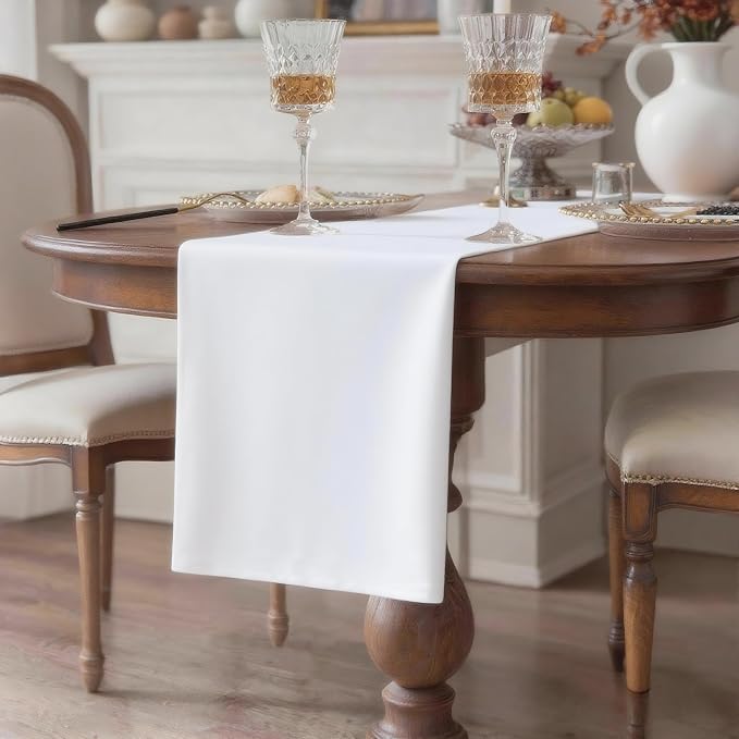 White Table Runner, Waterproof Washable Runners 48 Inches Long | Reusable 12x48 - Image 2