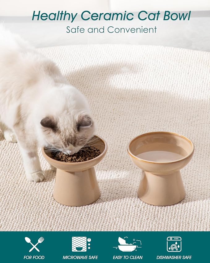 vancasso Ceramic Elevated Cat Bowls 2-Pack - Image 3