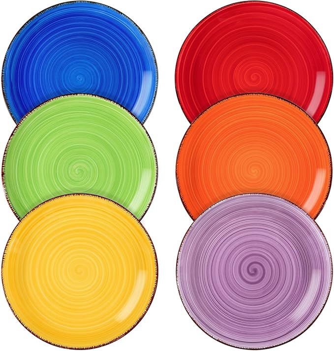 vancasso Bonita Muticolor Salad Plate Set of 6, 7.5 Inch Ceramic Dessert Plate by vancasso