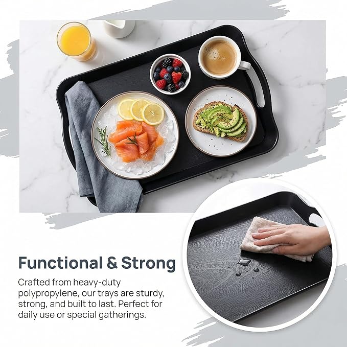 Cedilis 3 Pack Black Serving Trays - Image 8