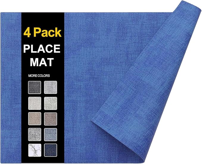 Faux Leather Heat Resistant Placemats 4 Packs, Waterproof Wipeable Dining PU by homing