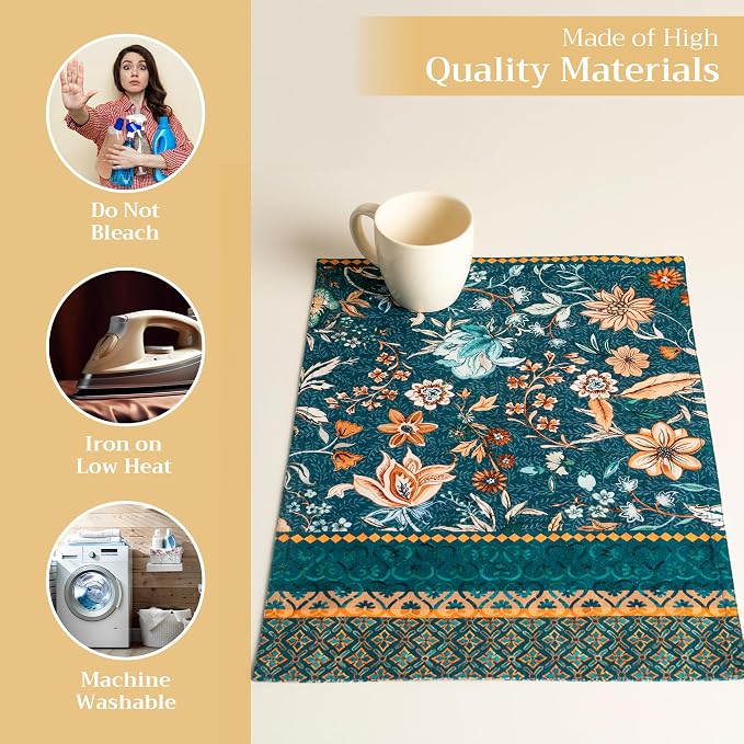 Maison d' Hermine Placemats Set of 4 Reusable 100% Cotton | Cloth Place Mats - Image 3