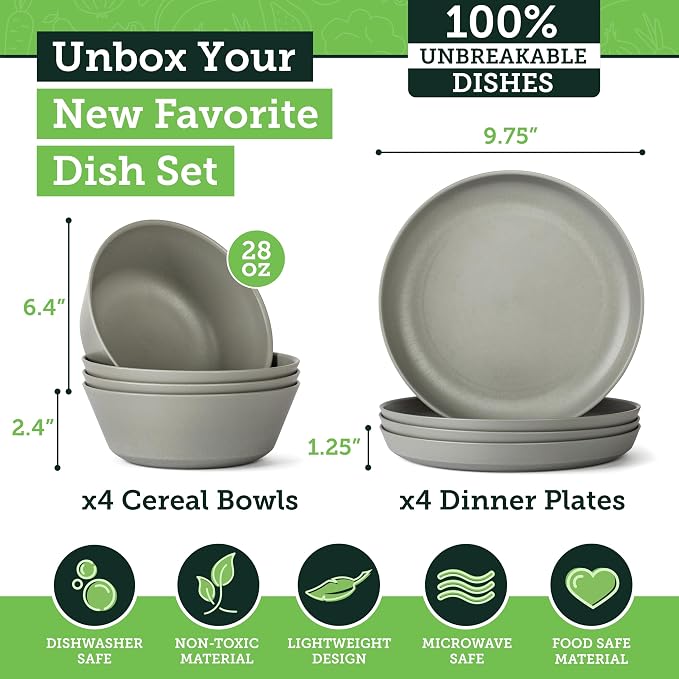 Grow Forward Premium Wheat Straw Plates and Bowls Sets - Image 3