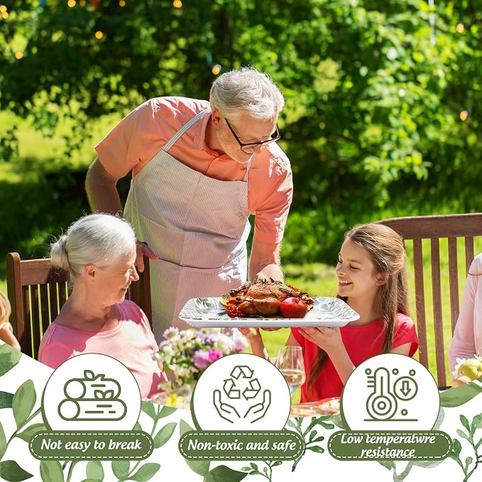 Whaline 3Pcs Greenery Serving Trays Reusable Melamine Platters Green Leaves - Image 4