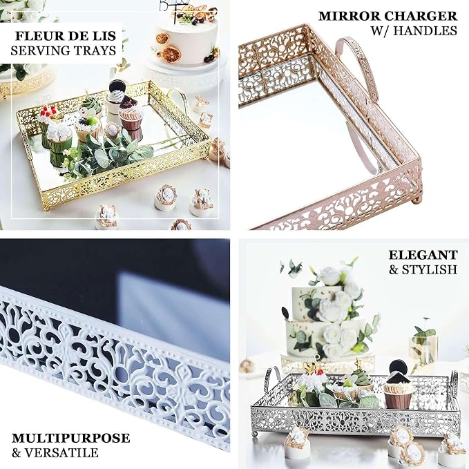 Efavormart 16"x12" Lace White Metal Decorative Serving Trays - Image 4