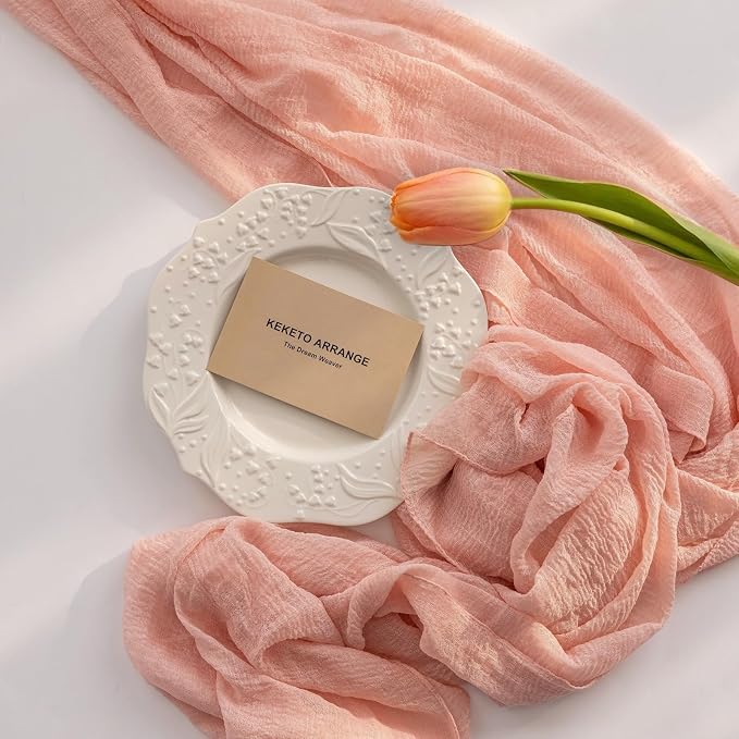Pink Cheesecloth Table Runner 120 Inches - Image 3