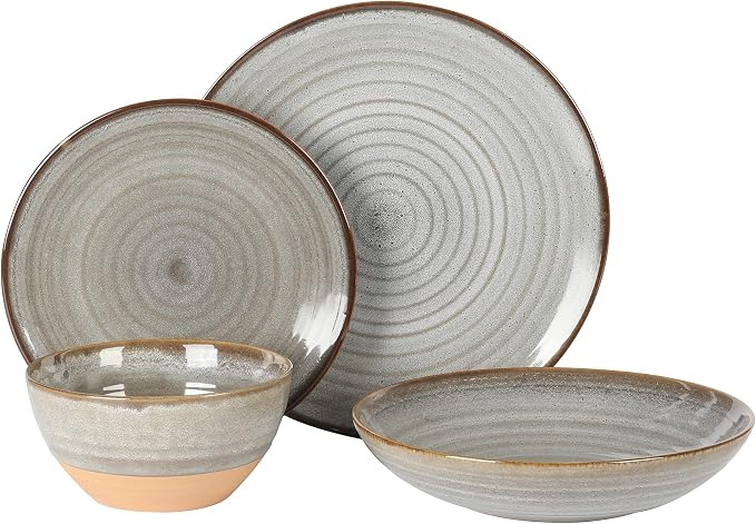 Gibson Elite Dreamweaver Double Bowl Terracotta Reactive Dinnerware Set - Image 5