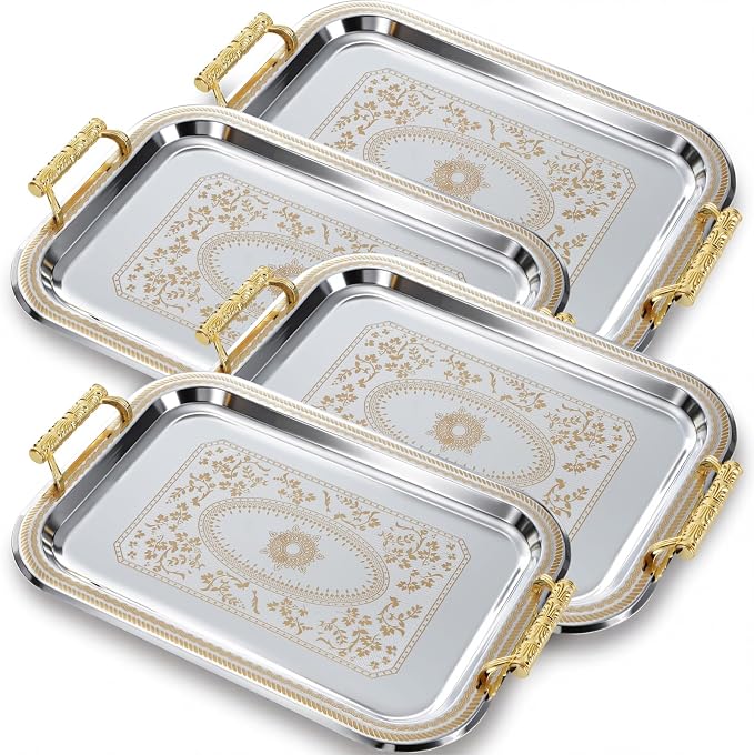4 Pack Stainless Steel Serving Tray by Unknown