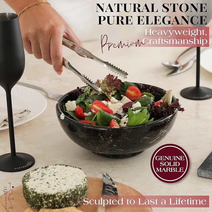 Gusto Nostro 8" Luxury Black Marble Decorative Bowl - Image 6