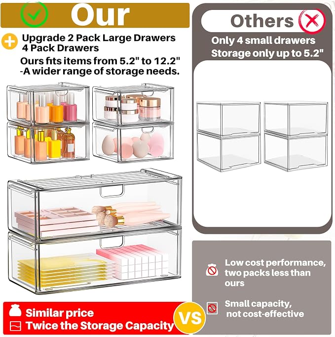 6-Pack Acrylic Stackable Storage Drawers - Image 8
