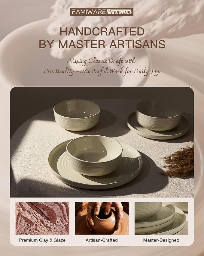 Stoneware Dinnerware Set for 4, Chip & Scratch Resistant Everyday Ceramics - Image 5