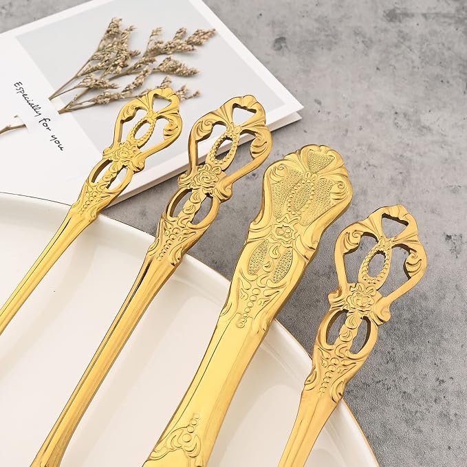 Mirror Polished Gold Silverware Set, 24-Piece 18/10 Stainless Steel Shiny - Image 6