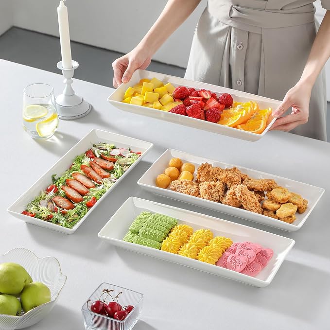 MALACASA Serving Platters Set of 4, Ceramic Serving Platters and Trays - Image 5