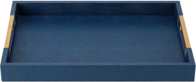 Navy Blue Faux Leather Serving Tray - Image 9