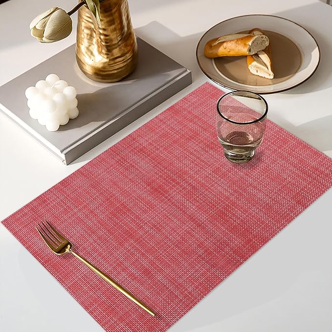 Vinyl Placemats Set of 8, PVC Woven Washable Non-Slip Table Mats, Heat - Image 5