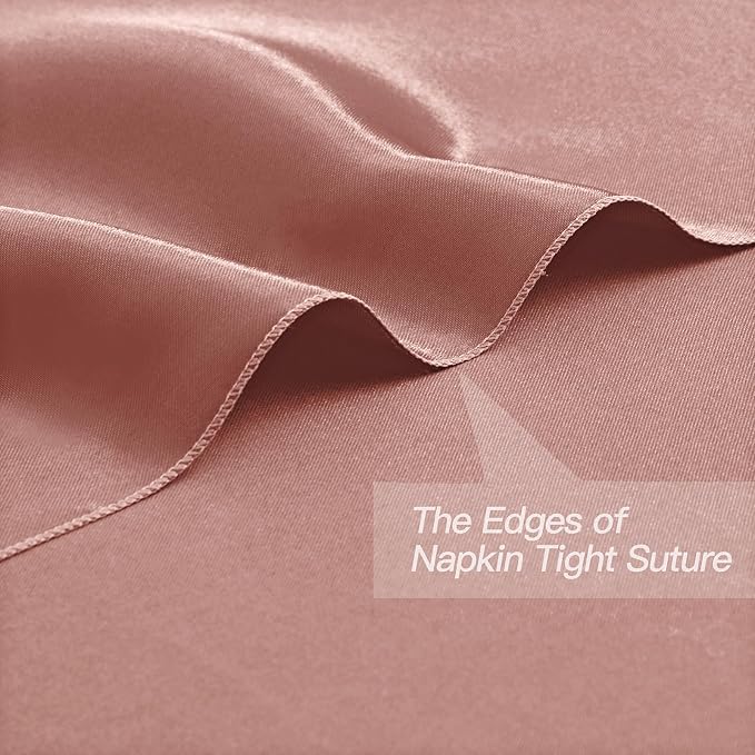 P Pothuiny 24 Pcs Rose Gold Satin Napkins 17 x 17 Inch, Satin Cloth Napkins | - Image 3