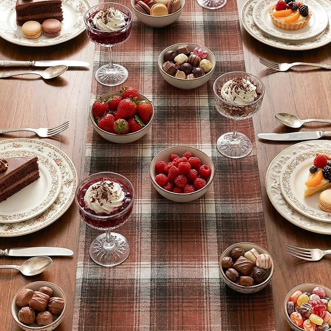 Artoid Mode Caramel Brown Farmhouse Plaid Fall Table Runner 13x36 Inch | - Image 4