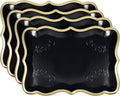 Black & Gold Rectangle Dessert Trays, 10 Pack, Appetizers, Weddings And Parties by GiftBoutique