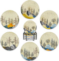 6 Pcs Coasters for Drinks with Holder, Great Gift for Housewarming, Room Decor by BUYIDUI