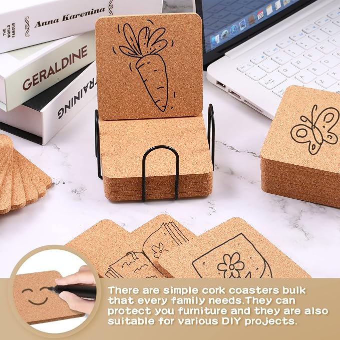 120 Pcs Square Cork Trivets 4 x 4 x 0.2 Inch Cork Coasters - Image 5