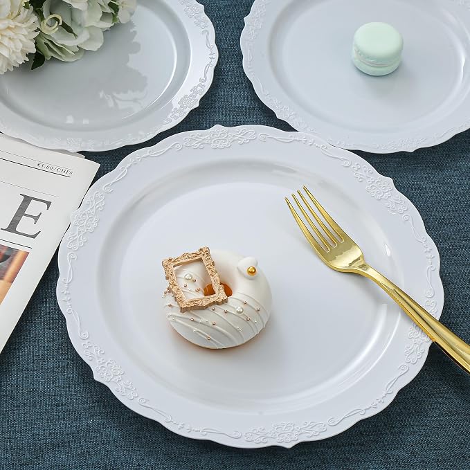 100 Pcs White Dessert Plastic Plates - Image 5