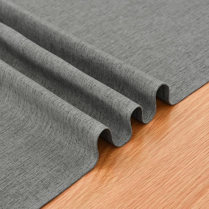 Faux Linen Small Table Runner Water Resistant 13 x 36 in, Charcoal | Farmhouse - Image 6