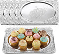 4 Pcs Silver Serving Trays Set 13.8" x 8.5" Small Stainless Steel Serving Tray by Unknown