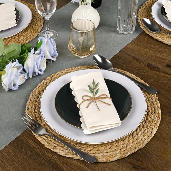 Set of 12 Round Woven Placemats, 13 Inch Rattan Chargers - Image 7